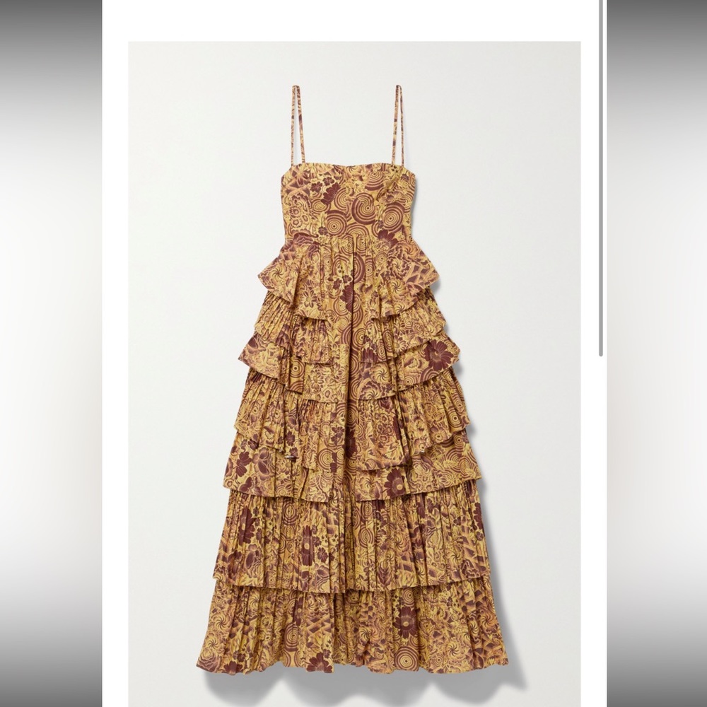 Ulla Johnson Avery tiered printer cotton poplin midi dress